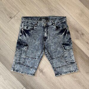 Vintage Rocawear Men's Acid Wash Denim Cargo Shorts - Size 41